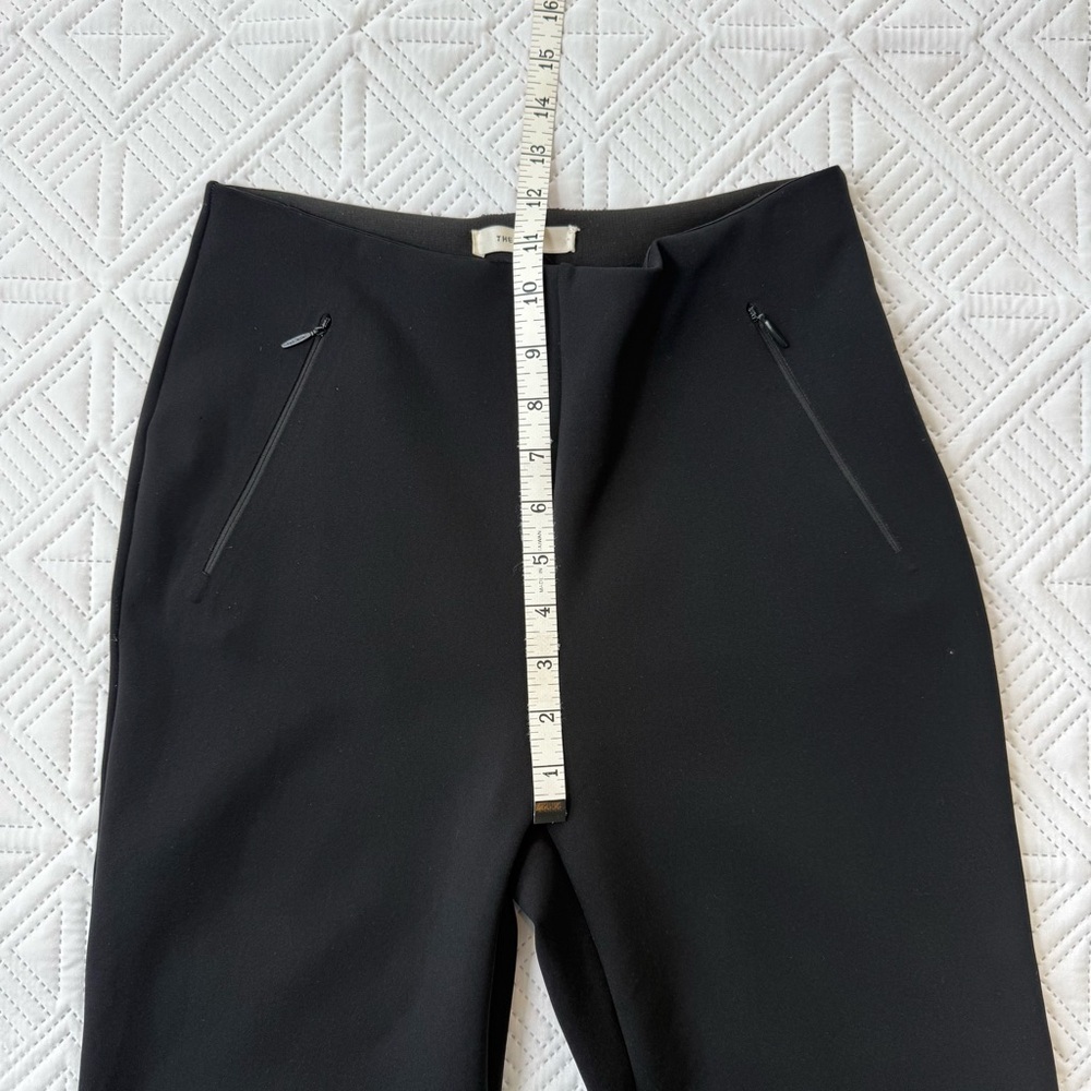 The Row Stretch Pull-On Pants Zip Front Pockets Flare Leg Minimalist Sz S Black — image 5 of 8